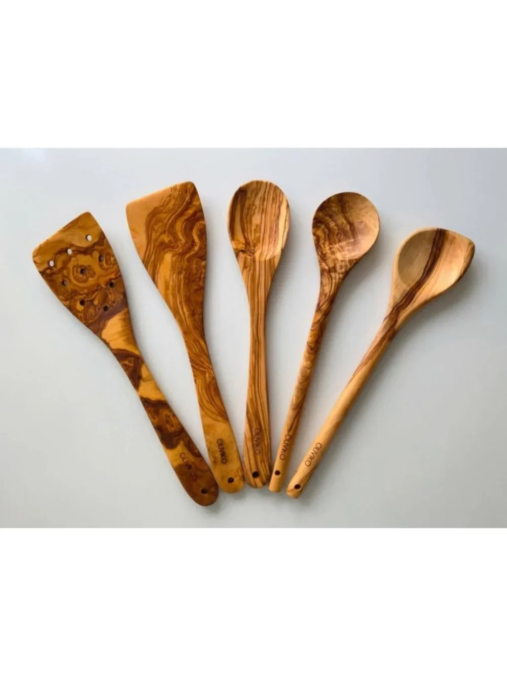 Handmade 100% Olive Wood Spoon & Spatula Set | Eco-Friendly Kitchen Utensils